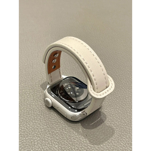 简约双钉皮质细款苹果S10表带适用AppleWatch苹果S9手表带87654代