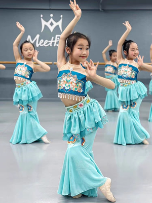 敦煌飞天汉服舞蹈服装女童新款西域公主异域乐鼓儿童古典舞演出服