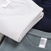 纯色男女款 出口日本重磅纯白长袖 t恤厚实不透纯棉休闲打底衫 品质t