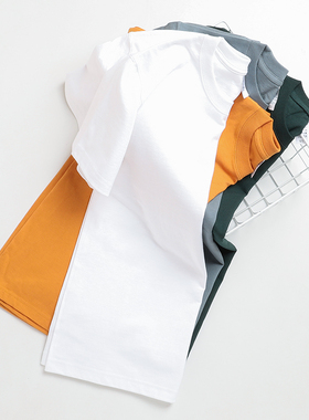 重磅纯棉270g厚实不透白色短袖T恤全棉打底衫纯白T恤男女宽松上衣