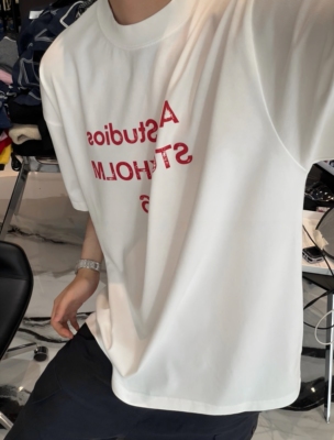 【陈发财】FA CAI夏季新款美式复古字母印花短袖宽松休闲T恤男女