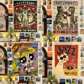 治愈ins美式 饰 复古卡通背景墙布挂布网红房间改造遮丑挂毯墙面装