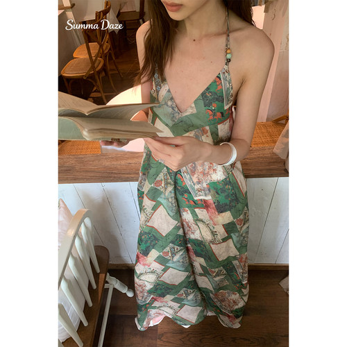苎麻度假风A字型宽松显瘦长裙女
