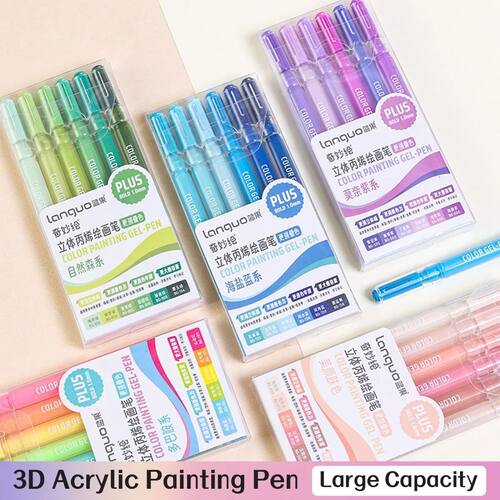 6 Colors Large Capacity Acrylic Gel Pen 1.0mm Painting Drawi