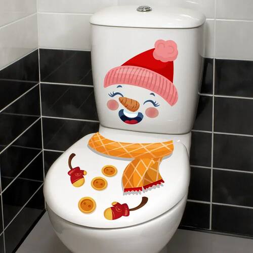 Toilet Stickers Christmas Santa Claus Snowman Green Plants P
