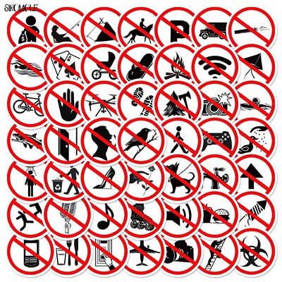 50PCS Funny Prohibited Identification Graffiti Stickers Warn