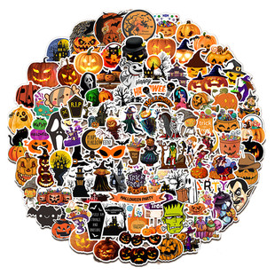 100Pcs Halloween Pumpkin Stickers For Suitcase Skateboard La