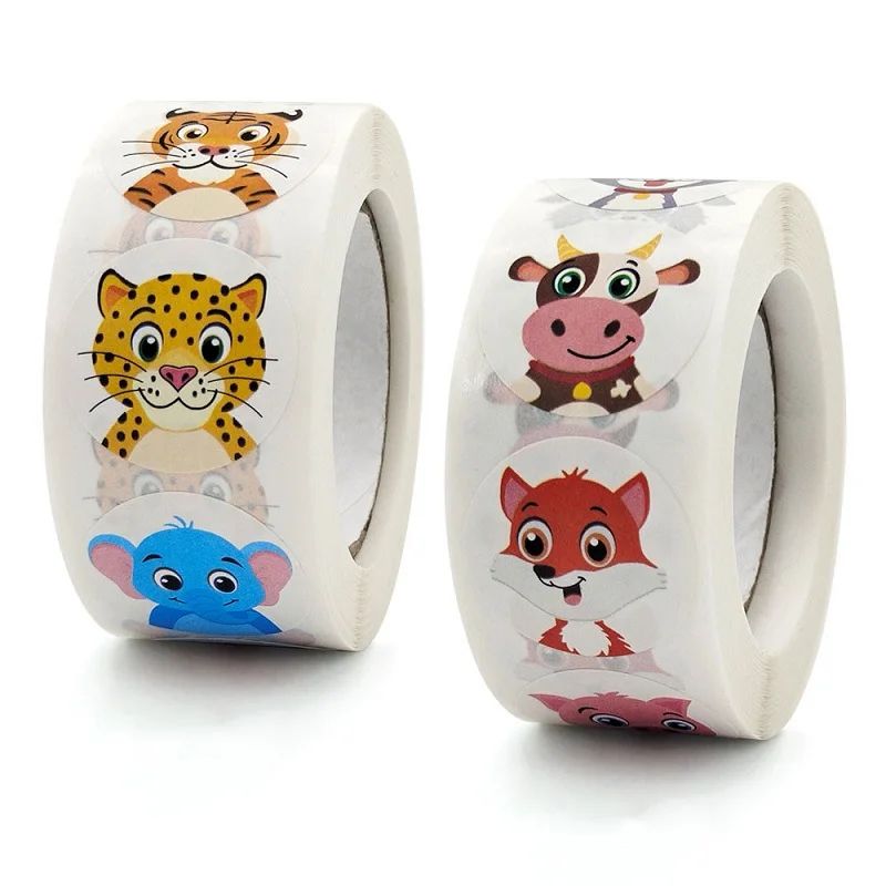 100-500pc Stickers for Children Kids Rolling Animal Roll Sti