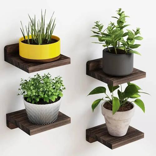 4-Pack Small Floating Shelves for Wall, Wood Shelf 5 Inch Di