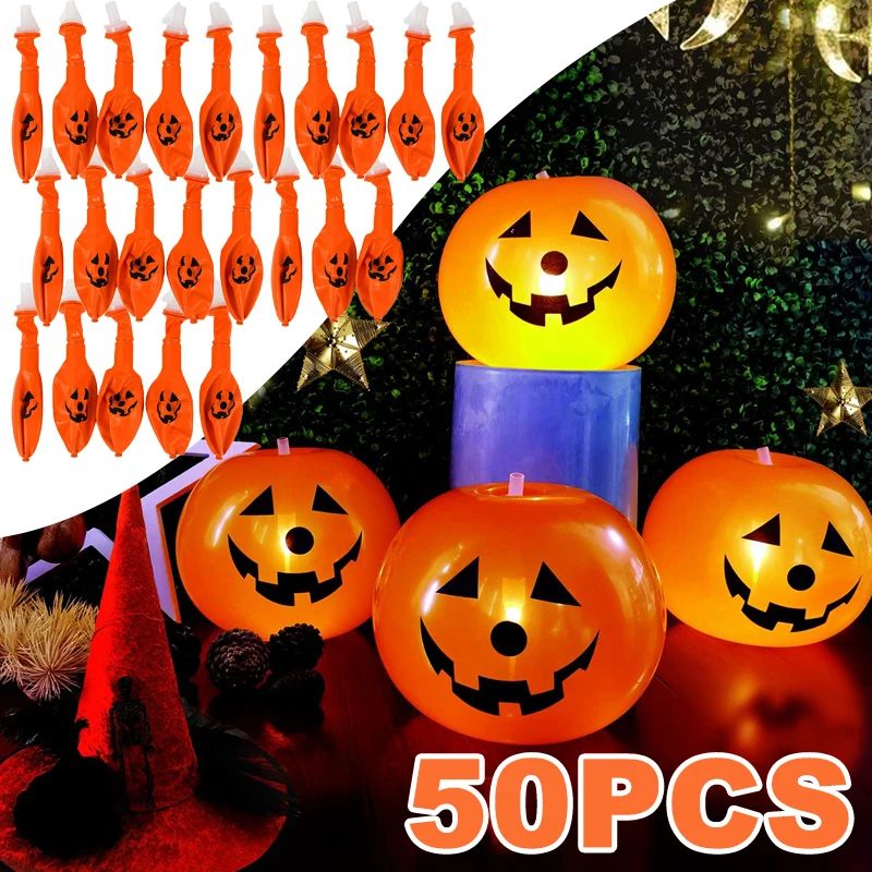 Halloween Pumpkin Lantern Balloon LED Luminous Floor Stand T