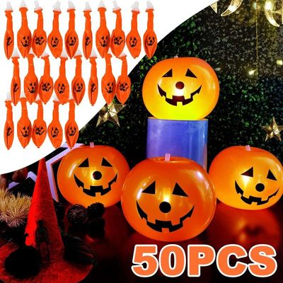 Halloween Pumpkin Lantern Balloon LED Luminous Floor Stand T