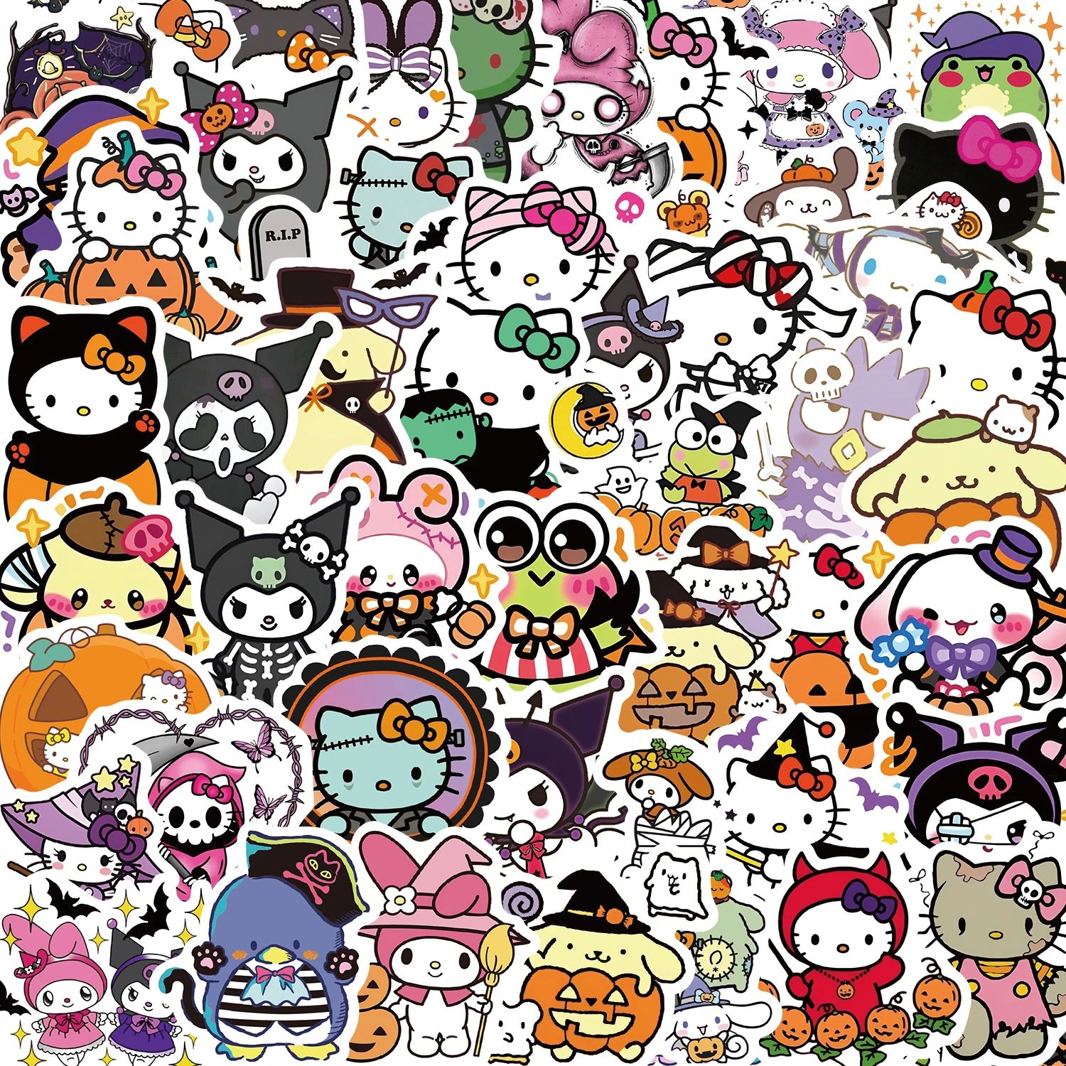 52pcs Halloween Q Version Sticker Kuromi Anime Kawaii Cute G