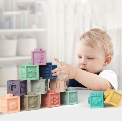 Baby Soft Toys Sensory Silicone Educational Building Blocks