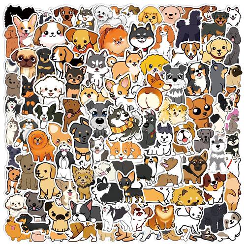 100PCS Cute Mix Dog Cartoon Animals Graffiti Stickers DIY Ph