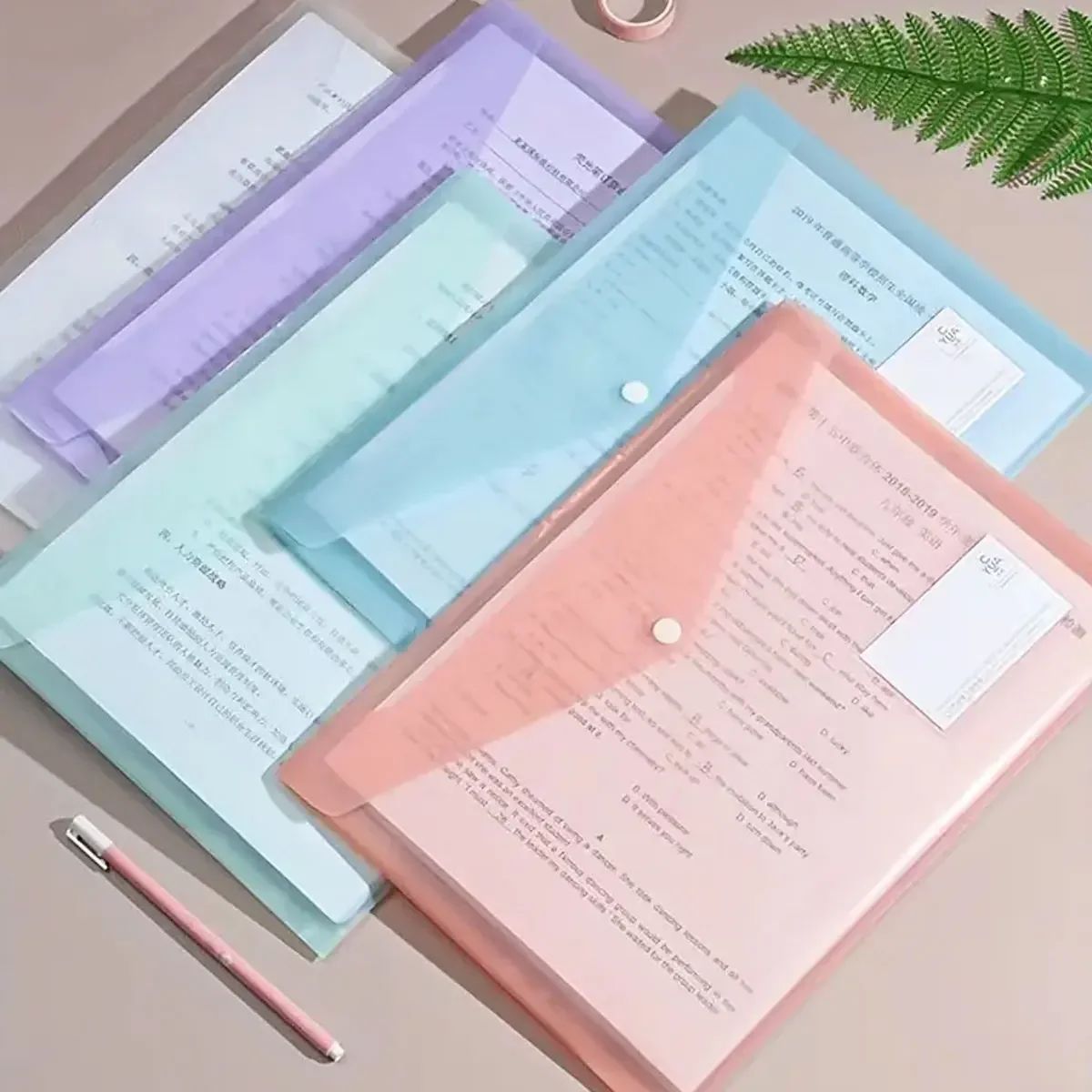 5PCS plastic envelope, transparent reusable plastic envelope