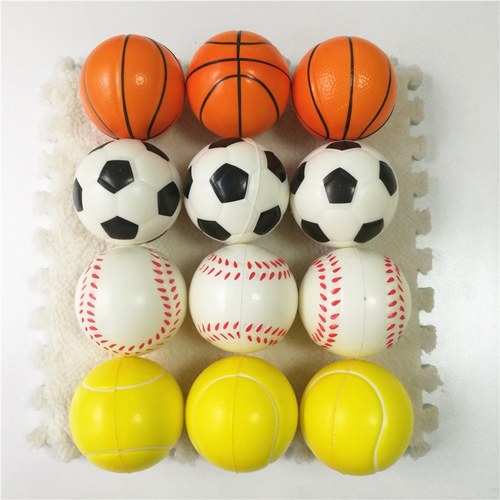 6pcs 6.3cm Squeeze Ball Toy Football Basketball Soft Foam Sp