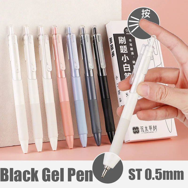 5 Pcs ST Nib 0.5mm Gel Pen Black Refilable Ink Refills Smoot