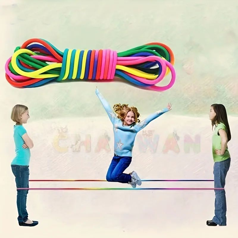 1-6pcs Rainbow Rubber Band Jump Game Children's Outdoor Adju
