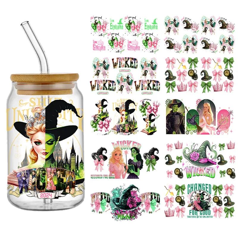 Witch Bows 16oz UV DTF Cup Wrap Wicked Women Transfer Sticke