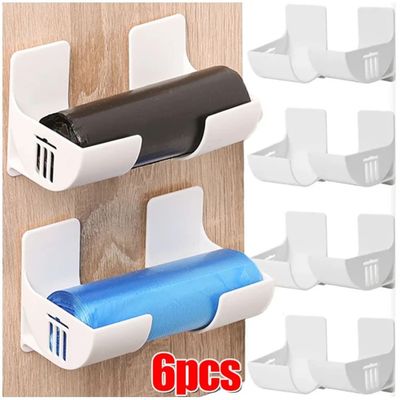 2/6PCS Wall Mounted Trash Bags Holder Garbage Bag Storage Bo