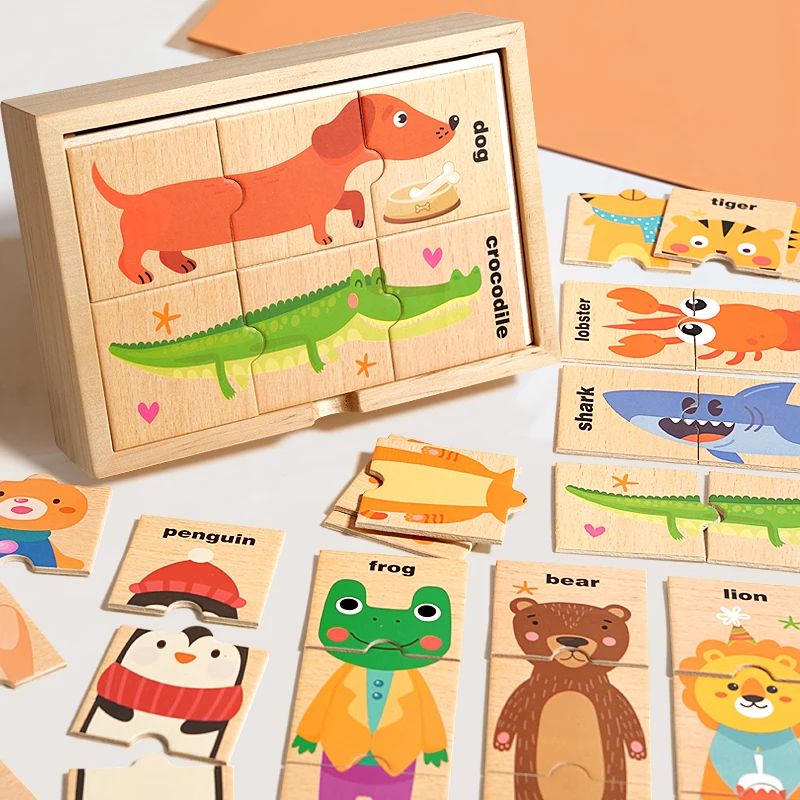Animal Pattern Matching Memory Game for Kids - Wooden Montes