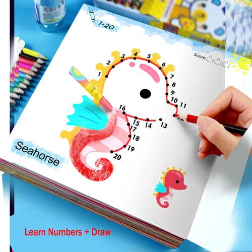 Line drawing, children's doodle books, learning numbers, ear
