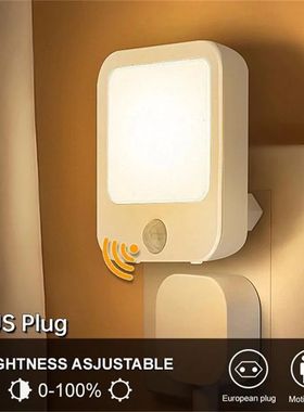 Motion Sensor LED Night Lights EU Plug Dimmable Cabinet Ligh