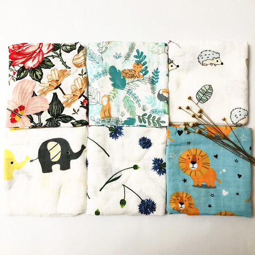 Newborn  Organic Cotton Bamboo Baby Blanket Muslin Swaddle