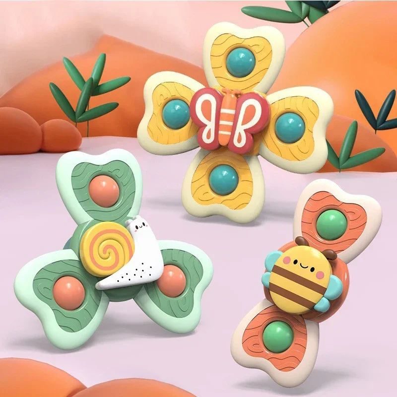 1PC Baby Cartoon Sea Animal Spinners Toy ABS Suction Cup Spi