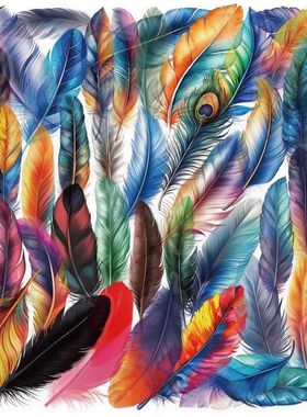 50PCS Kawaii Colored Feather PET Sticker Aesthetic Tear Open