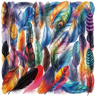 50PCS Kawaii Colored Feather PET Sticker Aesthetic Tear Open