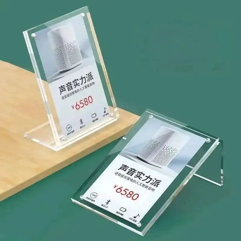 L Shape Slant Magnetic Acrylic Sign Holder Display Stand Pla