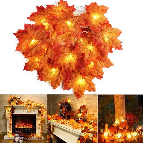 2/3/6M Christmas Decoration Artificial Maple Leaf Leaves LED