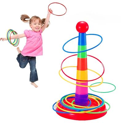 Colorful Plastic Sport Ring Toss Game Set for Kids, Outside