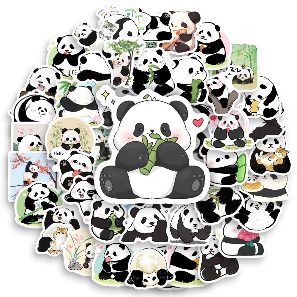 Cute Cartoon Panda Stickers Watercolor Fun DIY Gift Kids Toy