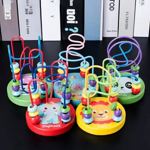 Colorful Wooden Roller Coaster Educational Circle Toy For Pr