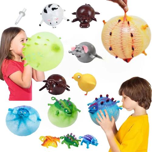 3PCS Children's Fun Dinosaur Ranch Animal Inflatable Balloon