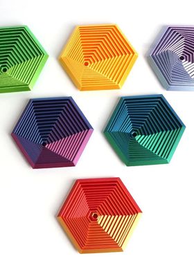 3D Printed Fractal Hexagon Toy Mesmerizing Spiral Design for