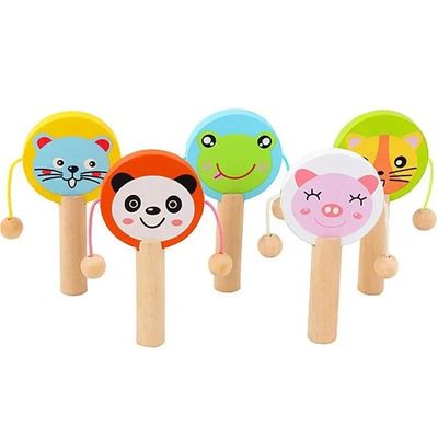 Wooden Rattle Drum Cartoon Handle Clapping Castanets Board F