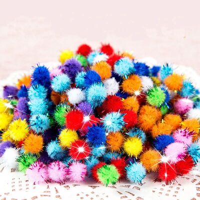 10/15/20/25/30mm Glitter Pompom Fluffy Plush Craft DIY Pom p
