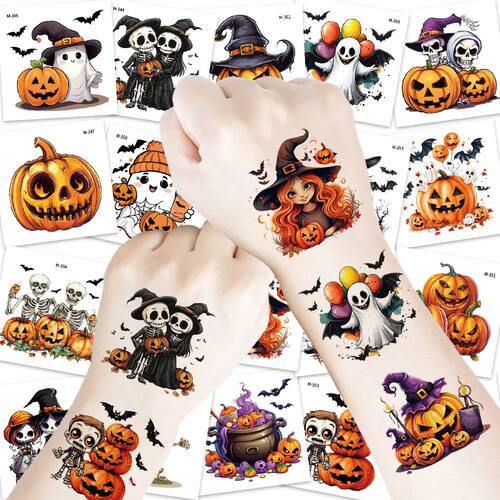??20Sheets Halloween Temporary Tattoos Waterproof - Realisti