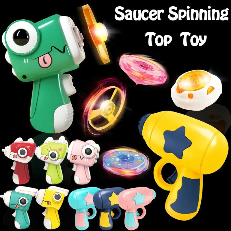 Children Saucer Launcher Pistol Outdoor Spinning Top Dinosau