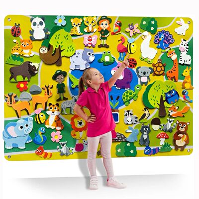 Zoo Animals Felt Story Board Set Montessori Learning Toys In