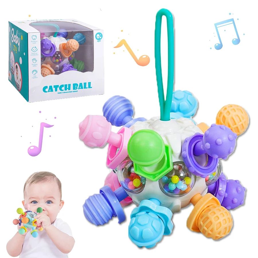 Montessori 0-12 Months Baby Sensory Rattle Teether Toys , Gr