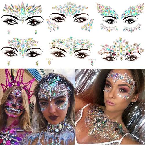 3D Rhinestone Bright Face stickers for festival Glitter Make