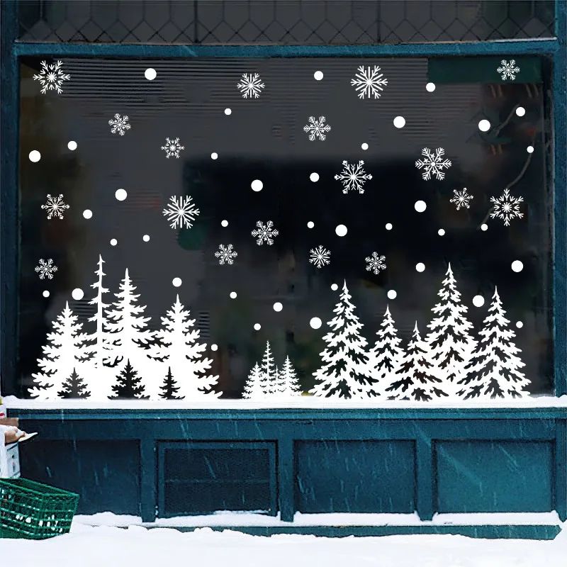 White Sticker Christmas Decoration PVC Static Cling Window S