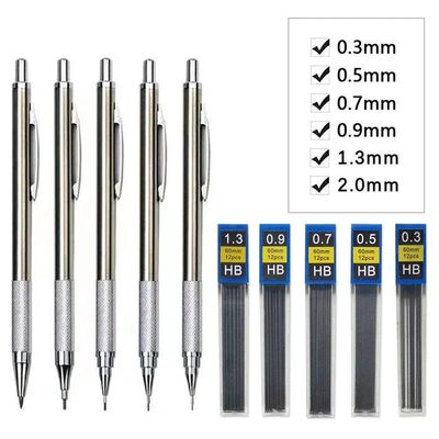 Metal Mechanical Pencil 0.3/0.5/0.7/0.9/1.3/2.0mm Drawing Au