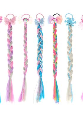 Girls Hair Bow Kids Rainbow Hair Tie Princess Accessories To