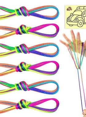 6PCS String Games For Kids Cats Cradle Rainbow Colored Rope