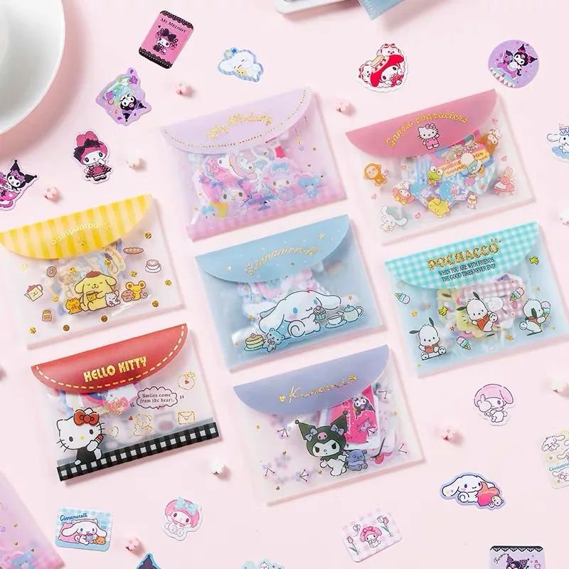 Stickers 40PCS/pack Melody Culomi Cinnamoroll Pom Pom Cute C